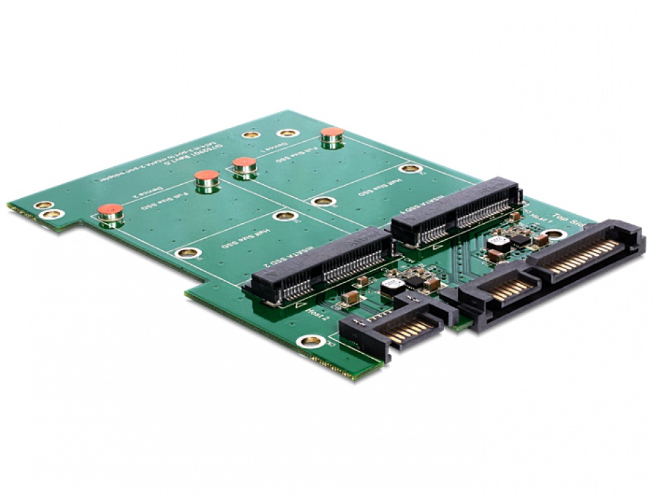 Imagine Convertor SATA 22 pini + 7 pini la 2 x mSATA frame 3.5", Delock 62480