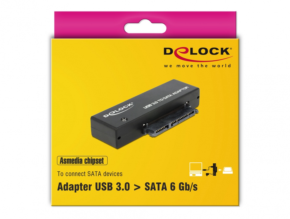 Imagine Adaptor portabil USB 3.0 la SATA III pentru HDD/SSD 2.5"+3.5", Delock 62486