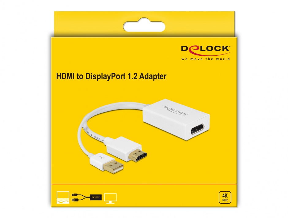 Imagine Adaptor HDMI la Displayport 1.2 4K T-M, Delock 62496