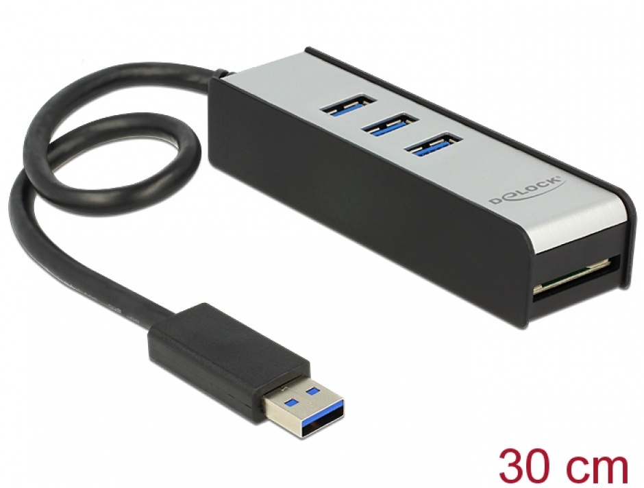 Imagine HUB USB 3.0 3 porturi + slot SD, Delock 62535