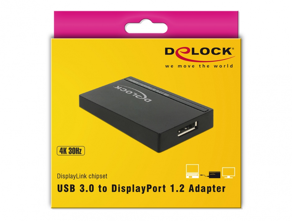 Imagine Adaptor USB 3.0 la Displayport (4K), Delock 62581