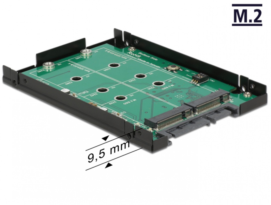 Imagine Convertor SATA 22 Pini la 2 x M.2 NGFF cu RAID, frame 2.5", Delock 62590