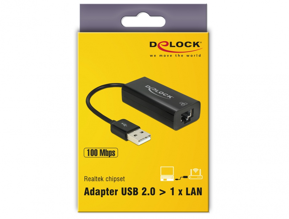 Imagine Adaptor USB 2.0 la retea LAN 10/100 Mbps, Delock 62595