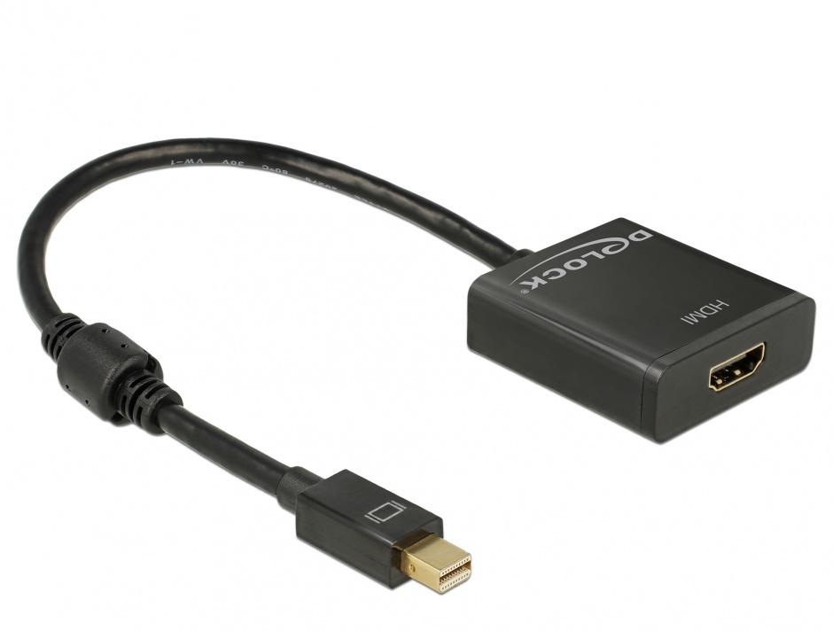 Imagine Adaptor mini Displayport la HDMI T-M 1.2 4K Activ Negru, Delock 62611
