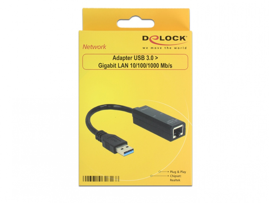 Imagine Adaptor USB 3.0 la Gigabit LAN 10/100/1000 Mb/s, Delock 62616