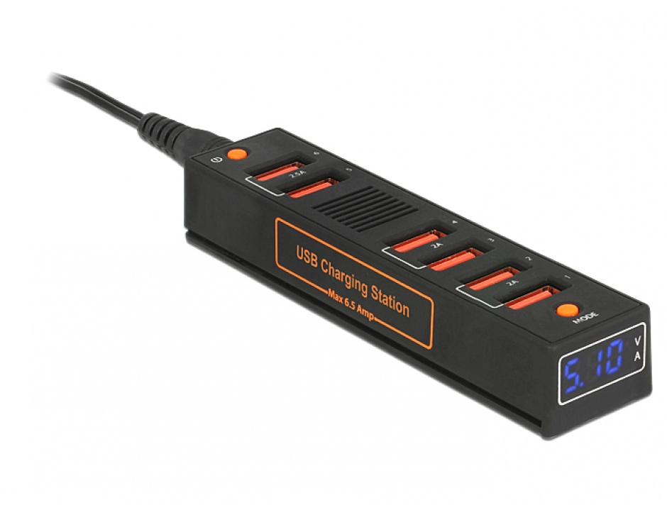 Imagine Statie de incarcare (incarcator priza) 6 Porturi USB 6.5 A EU / UK / USA cu LED, Navilock 62624