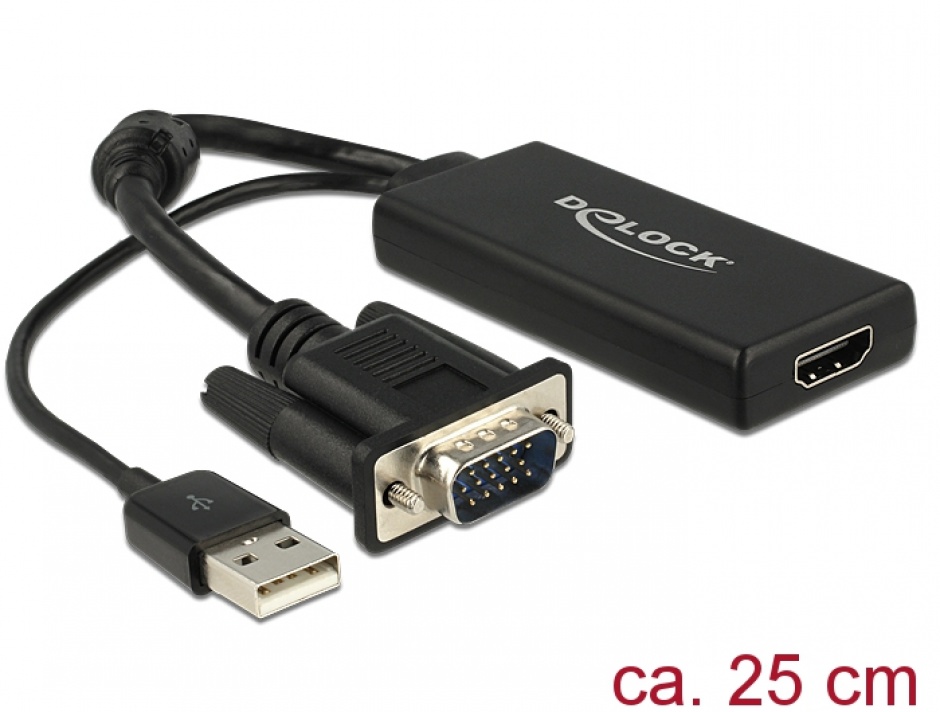 Imagine Convertor VGA la HDMI cu Audio Negru, Delock 62668