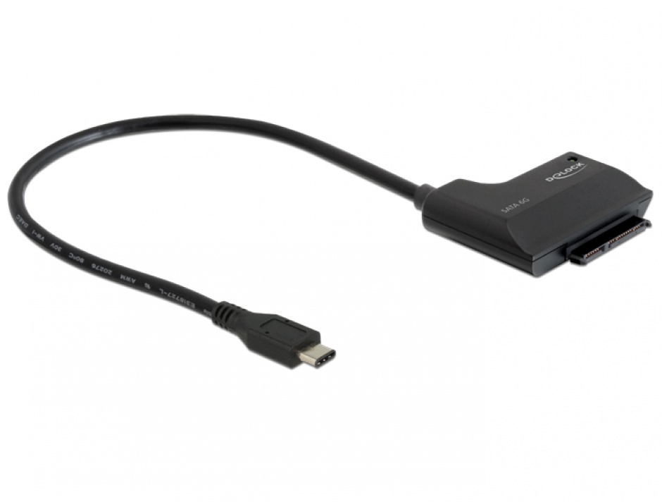 Imagine Adaptor USB tip C la SATA III 6 Gb/s 22 pini 2.5"/3.5" HDD, Delock 62715