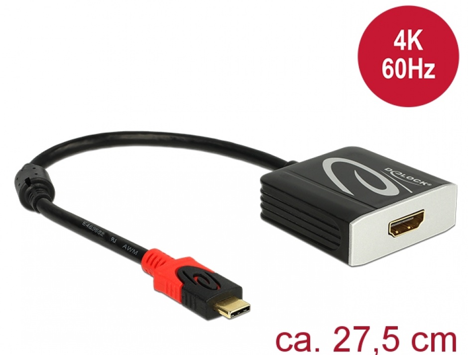 Imagine Adaptor USB tip C la HDMI T-M 4K 60 Hz (DP Alt Mode), Delock 62730
