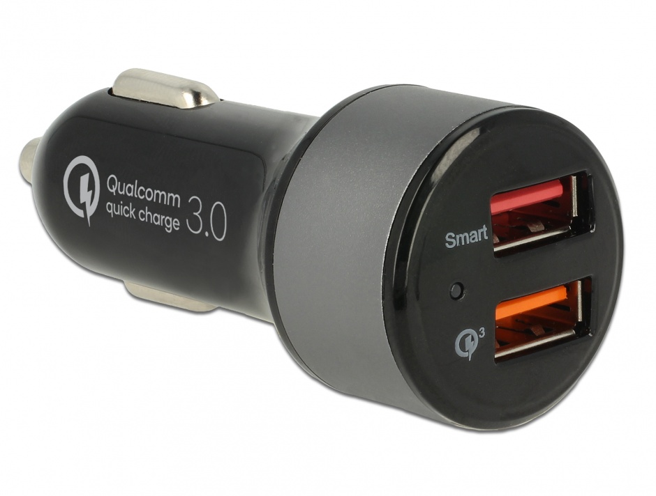 Imagine Incarcator auto cu 2 x USB Qualcomm® Quick/Fast Charge 3.0 (incarcare rapida), Navilock 62739