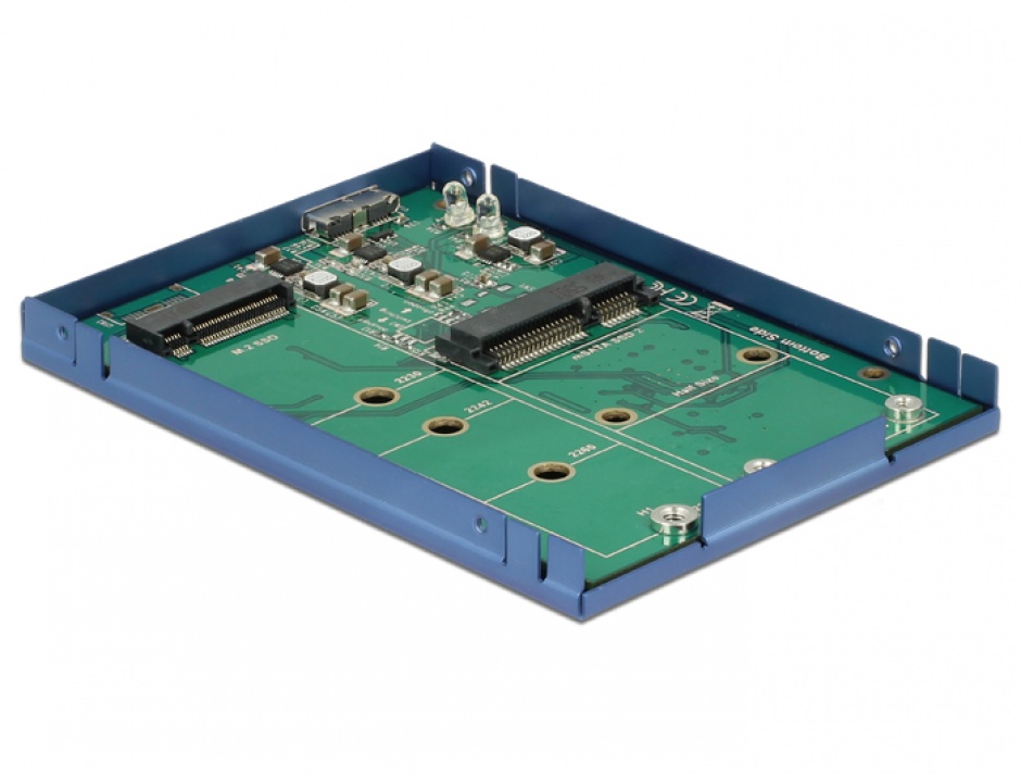 Imagine Convertor micro-B USB 3.1 la M.2 SSD key B + mSATA cu rack extern 2.5" 9.5mm, Delock 62787