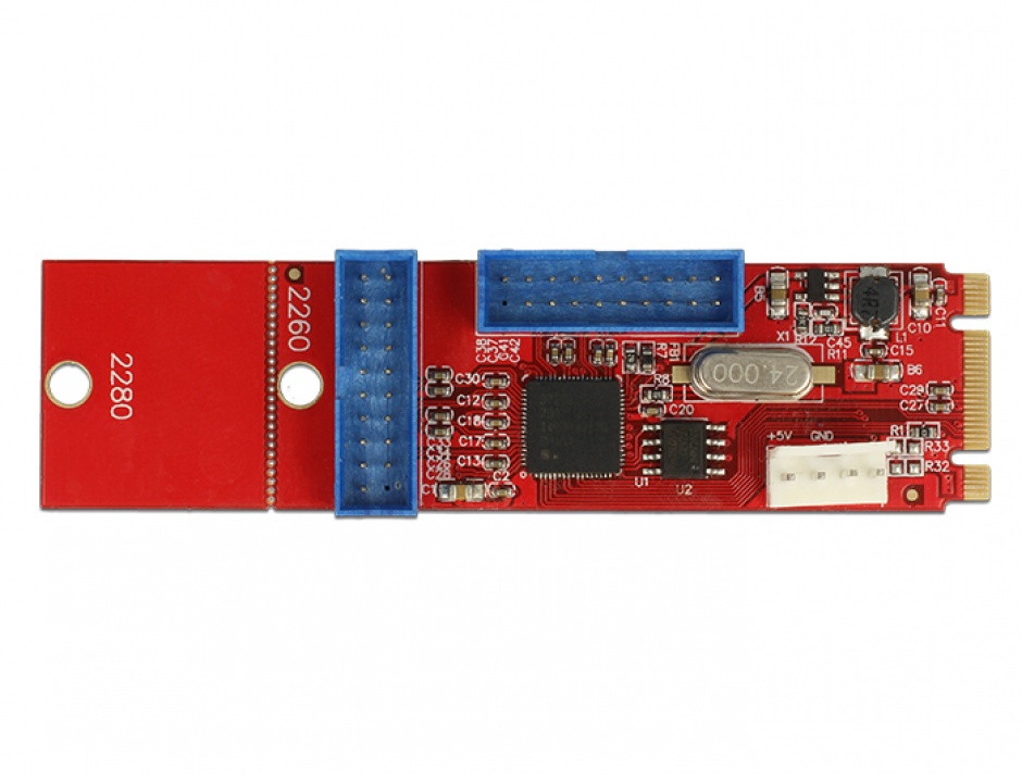 Imagine Adaptor M.2 Key B+M la 2 x USB 3.0 Pin Header, Delock 62843