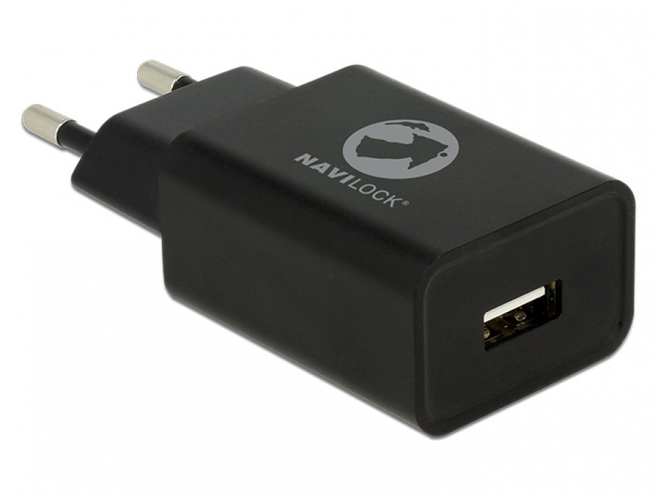 Imagine Incarcator priza 1 x USB 5V 2.4A + cablu micro USB-B Negru, Navilock 62847