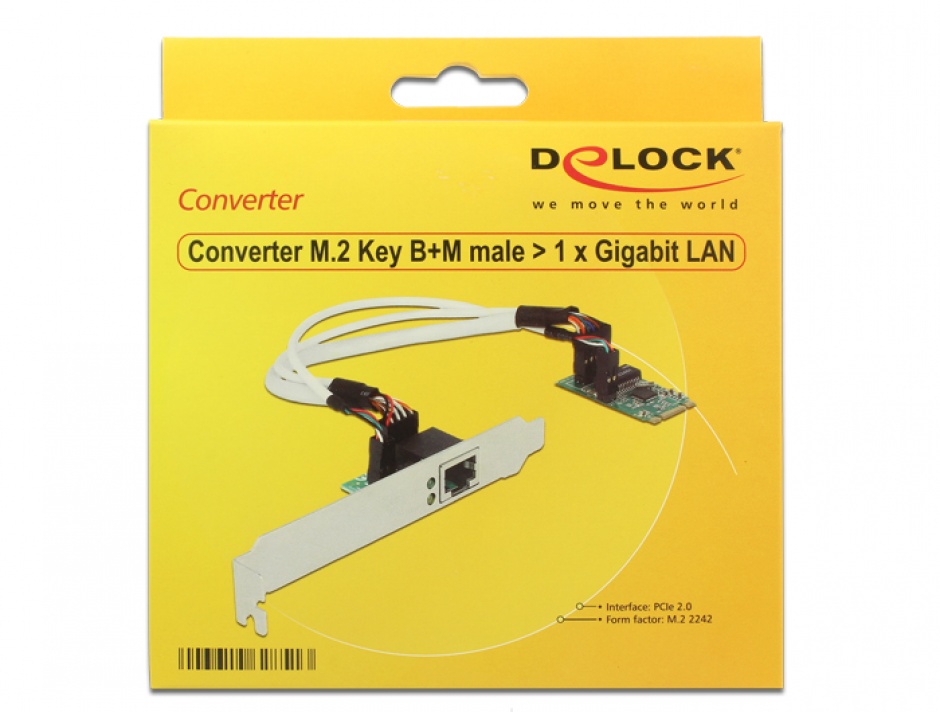 Imagine Convertor M.2 Key B+M male la 1 x Gigabit LAN Low Profile Form Factor, Delock 62851