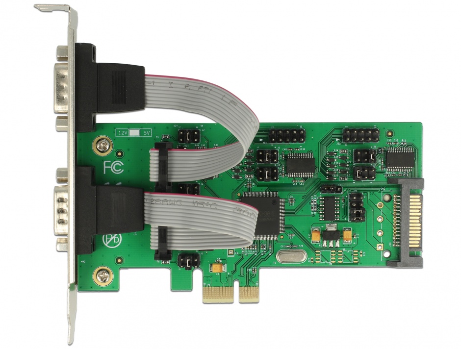 Imagine PCI Express cu 3 x Serial RS-232 + 1 x TTL 3.3 V / RS-232 cu voltage supply, Delock 62922
