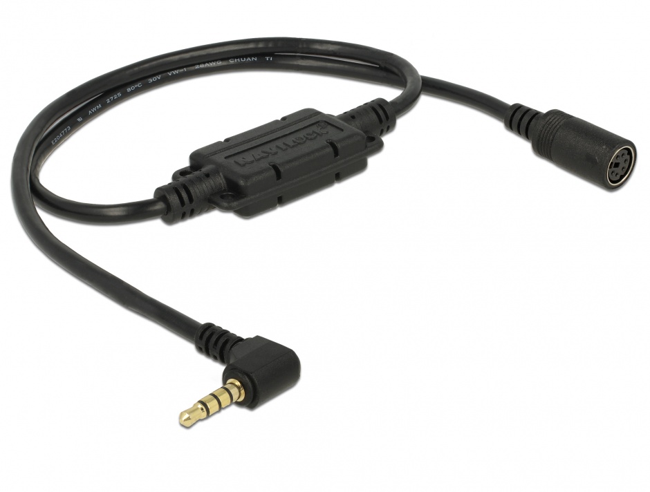 Imagine Cablu MD6 socket serial la jack 3.5 mm 4 pini 90° LVTTL (3.3 V) 52cm, Navilock 62926