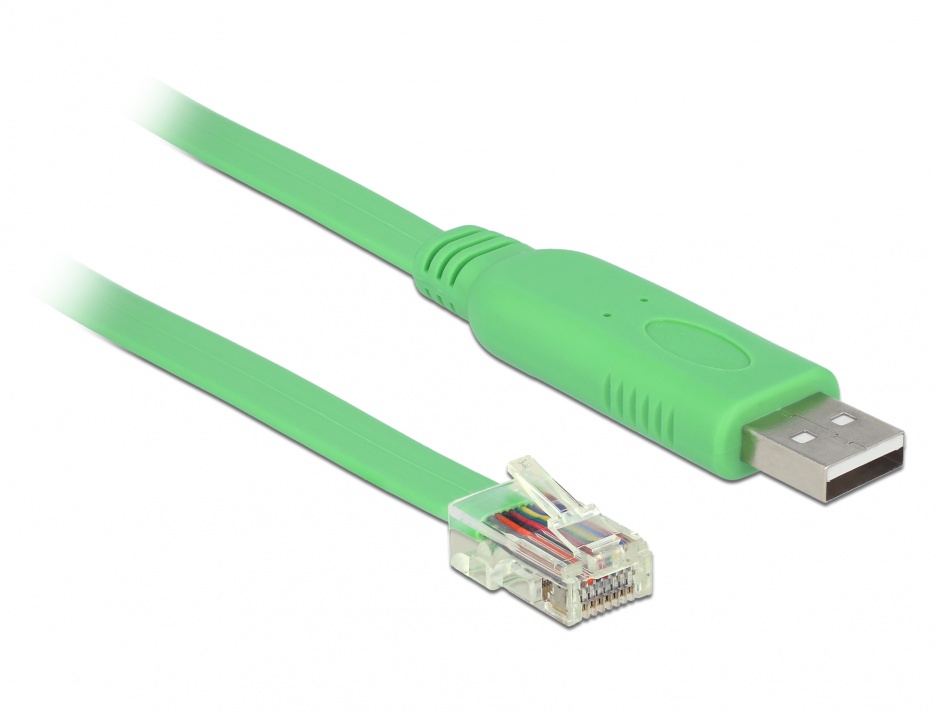 Imagine Cablu USB 2.0 tip A la Serial RS-232 RJ45 (pentru router Cisco) T-T 1.8m, Delock 62960