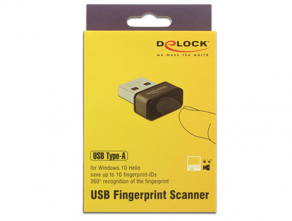Imagine Scanner amprenta pentru Windows 10 Hello cu USB-A, Delock 62963