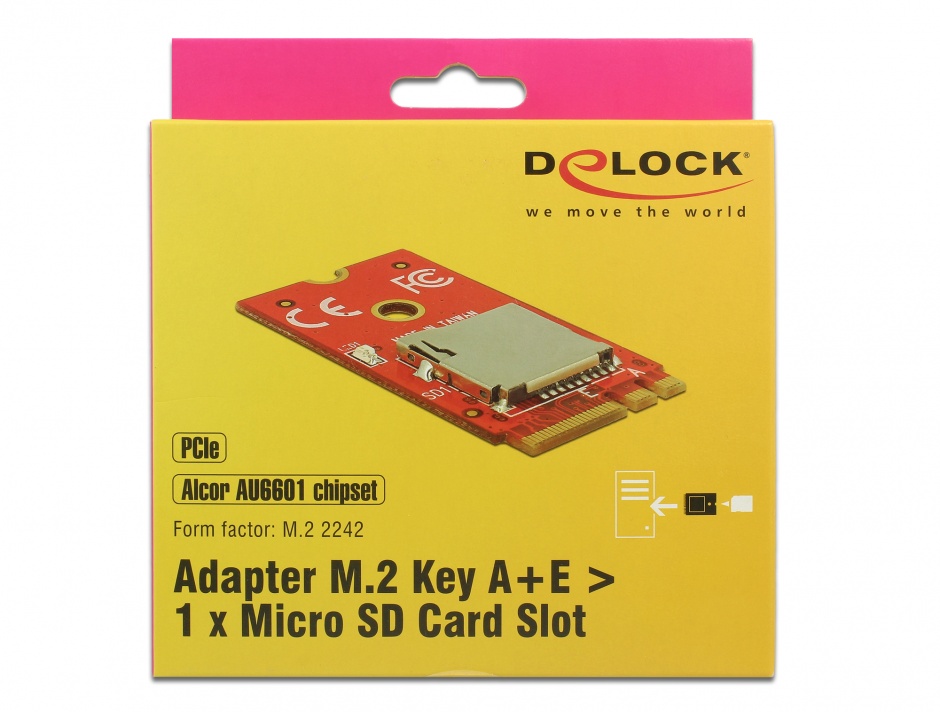 Imagine Adaptor M.2 Key A+E la 1 x Micro SD Card Slot, Delock 62979
