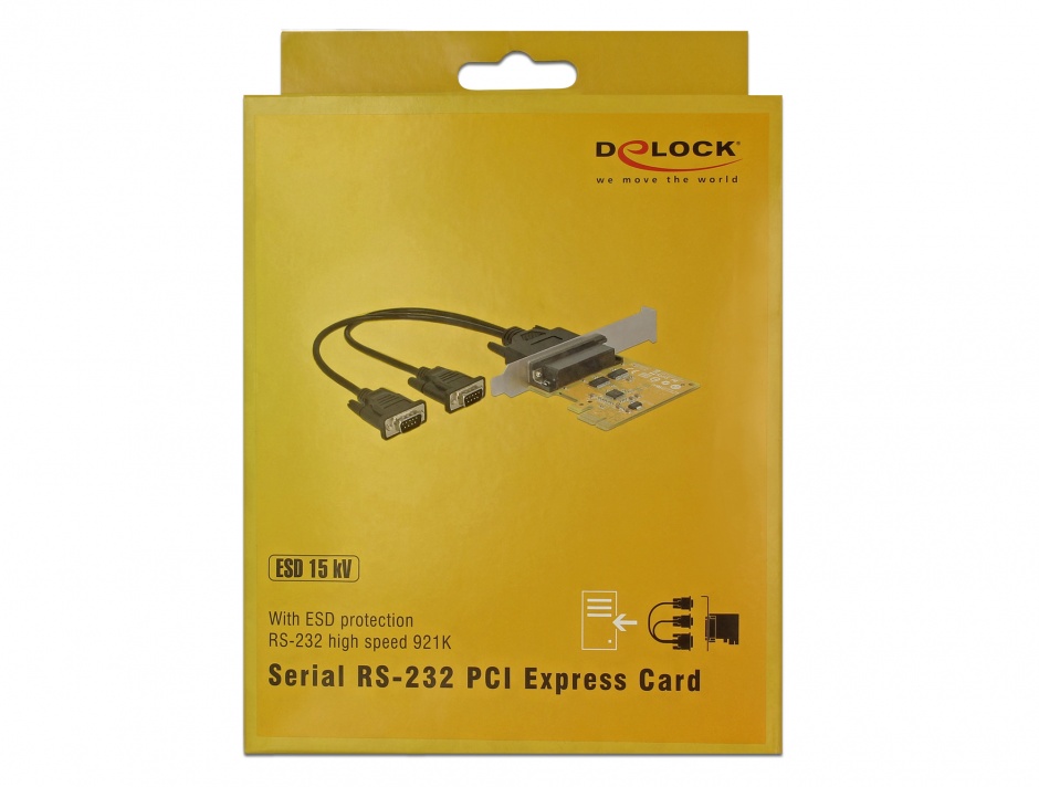 Imagine PCI Express la 2 x Serial RS-232 high speed 921K protectie ESD, Delock 62996