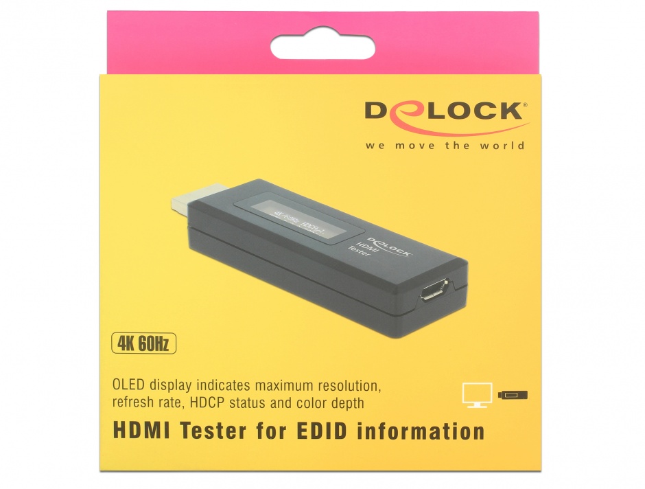 Imagine Tester HDMI pentru informatii EDID cu OLED display, Delock 63327 