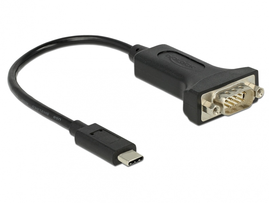 Imagine Adaptor USB-C la Serial DB9 RS-232 FTDI, Delock 63908