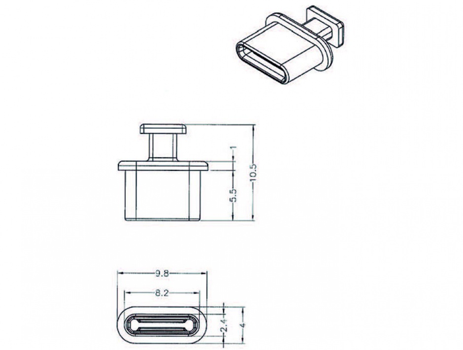 Imagine Protectie impotriva prafului pentru conector USB-C cu prindere Negru set 10 buc, Delock 64013