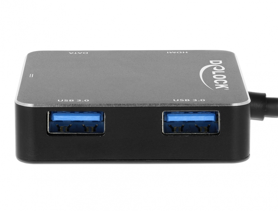 Imagine Adaptor USB-C 3.1 la 1 x HDMI-A + 2 x USB 3.0-A + 1 x USB-C + PD (Power Delivery) Negru, Delock 6406