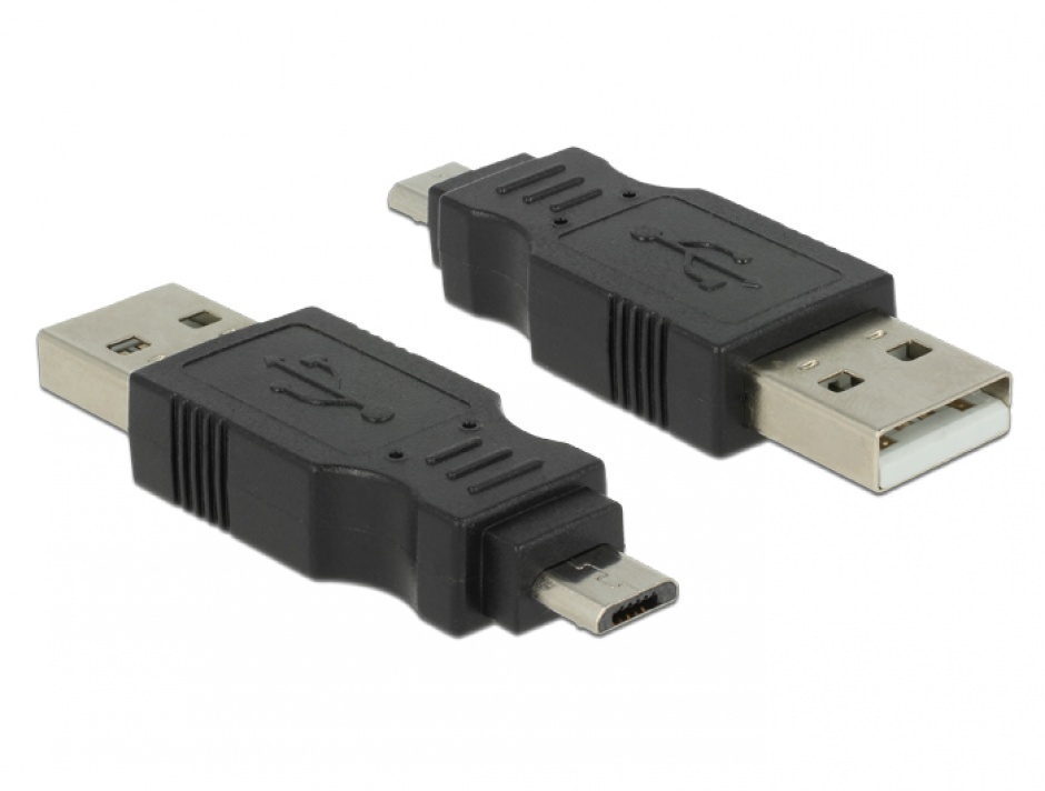 Imagine Adaptor USB 2.0 la micro USB-B T-T, Delock 65036