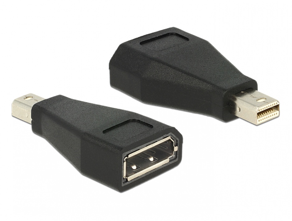 Imagine Adaptor mini Displayport la Displayport T-M negru, Delock 65238