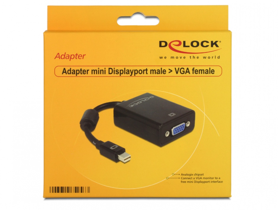 Imagine daptor mini Displayport la VGA 15 pini T-M negru, Delock 65256