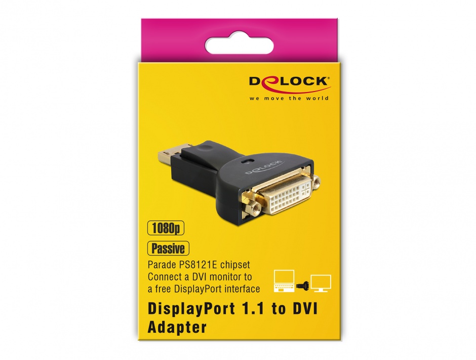 Imagine Adaptor DisplayPort la DVI 24+5 pini pasiv T-M, Delock 65257