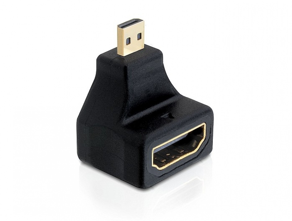 Imagine Adaptor HDMI la micro HDMI-D T-M unghi 90 grade, Delock 65270