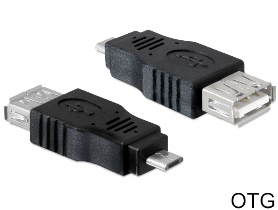Imagine Adaptor OTG USB 2.0 A la micro USB B M-T, Delock 65325