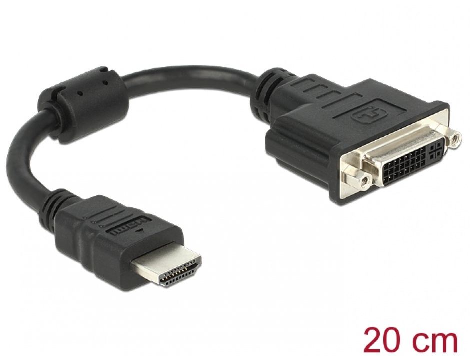 Imagine Adaptor HDMI la DVI-D Dual Link 24+5pini T-M 20cm, Delock 65327