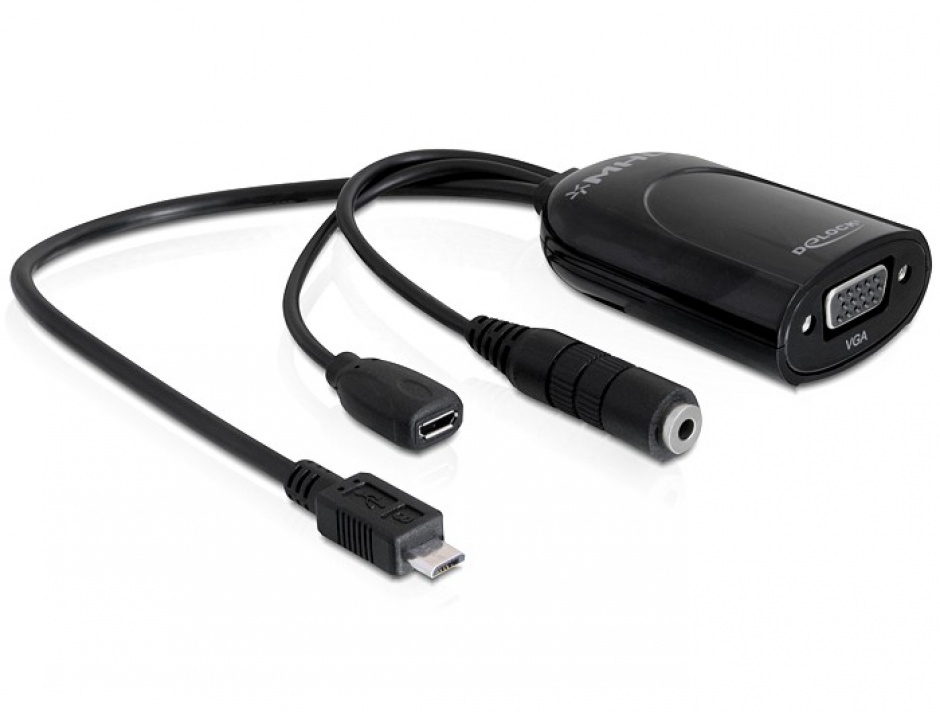 Imagine Adaptor MHL Micro USB T la VGA M + USB micro-B, Delock 65336