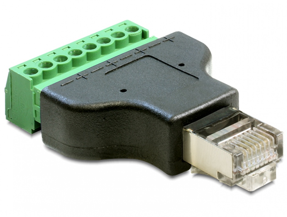 Imagine Adaptor RJ45 T la bloc terminal 8 pini, Delock 65389