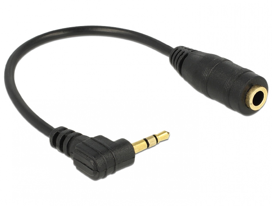 Imagine Cablu audio jacl stereo 2.5mm unghi la jack stereo 3.5mm 3 pini T-M 14 cm, Delock 65397