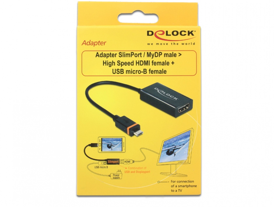 Imagine Adaptor Slimport/MyDP la HDMI + micro USB-B, Delock 65468