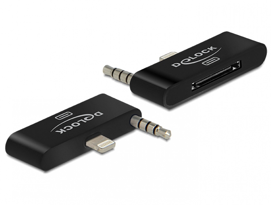 Imagine Adaptor Lightning IPhone 5 cu Audio la IPhone 4 30 pini, Delock 65493