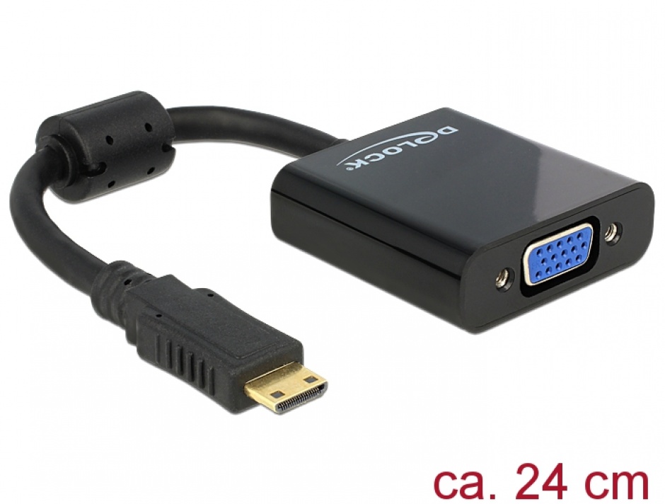 Imagine Adaptor mini HDMI-C la VGA T-M Negru, Delock 65514