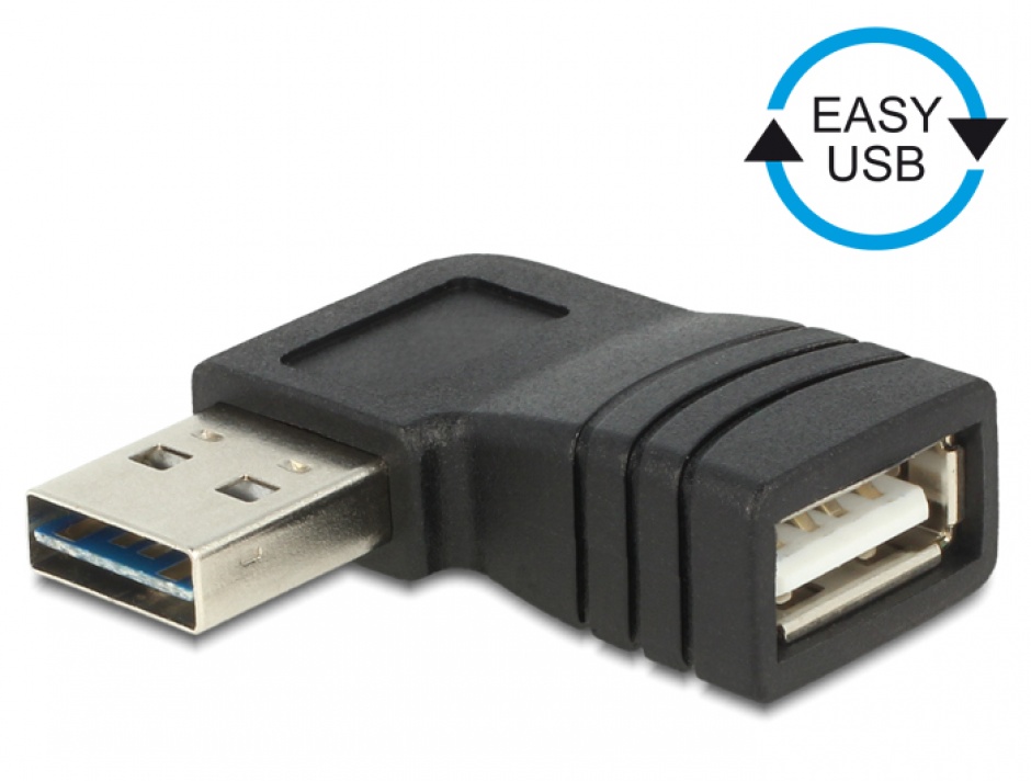 Imagine Adaptor EASY-USB 2.0-A T-M unghi stanga/dreapta, Delock 65522