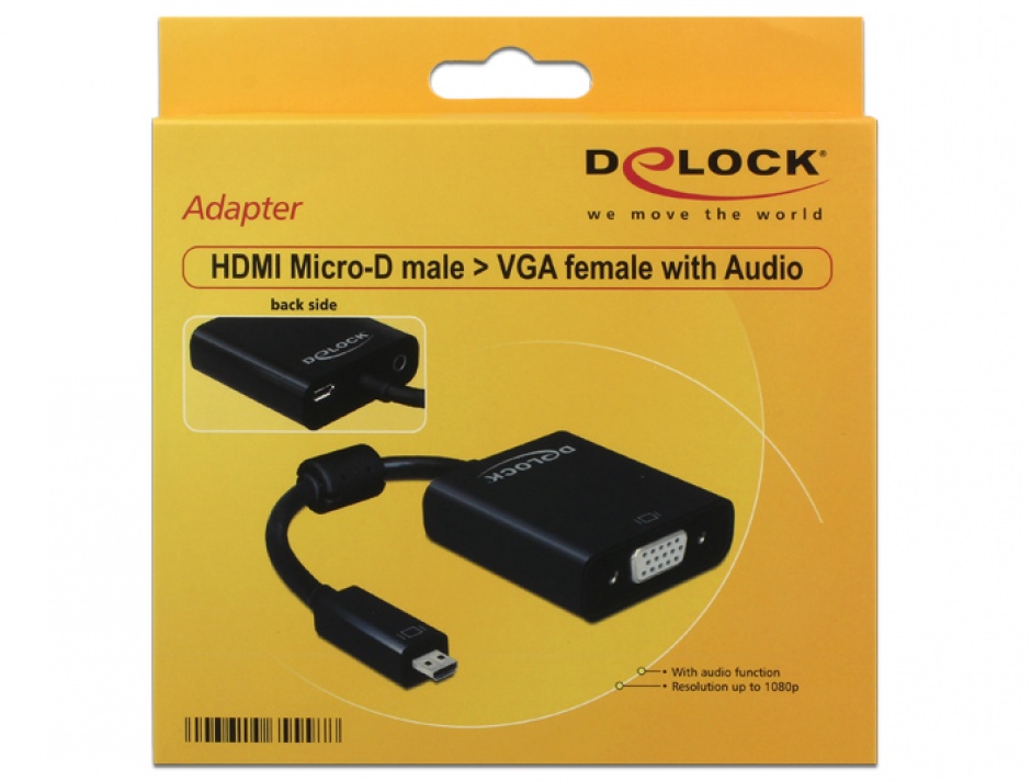 Imagine Adaptor micro HDMI-D la VGA cu Audio T-M, Delock 65558