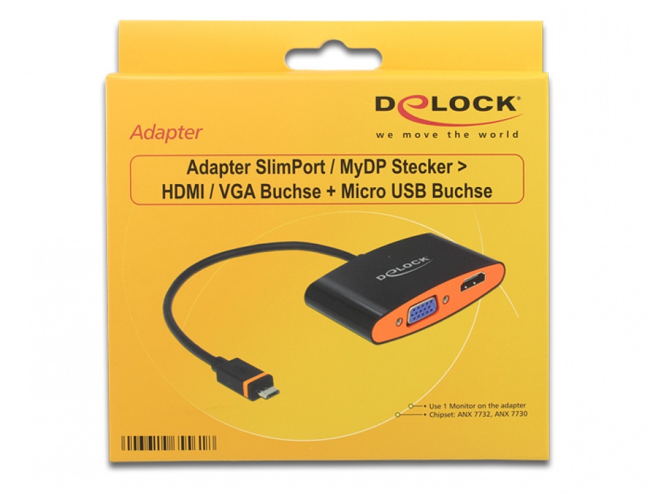 Imagine Adaptor SlimPort / MyDP la HDMI/VGA + Micro USB, Delock 65561 