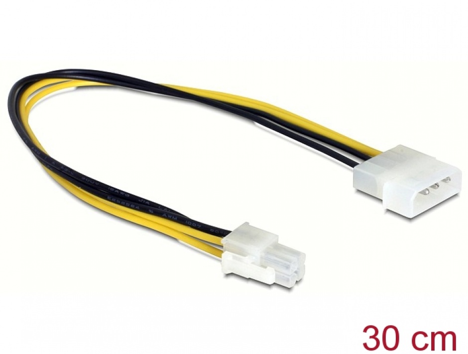 Imagine Cablu alimentare P4 la Molex 4 pini T-T 30cm, Delock 65611