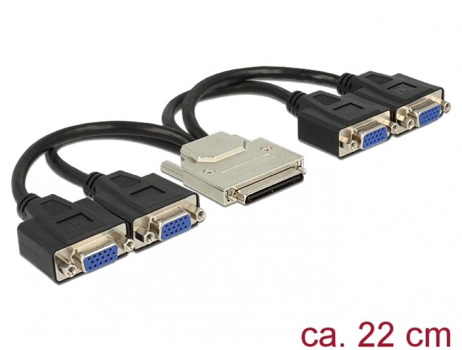 Imagine Adaptor VHDCI-68 pini la 4 x VGA T-M 22cm, Delock 65647