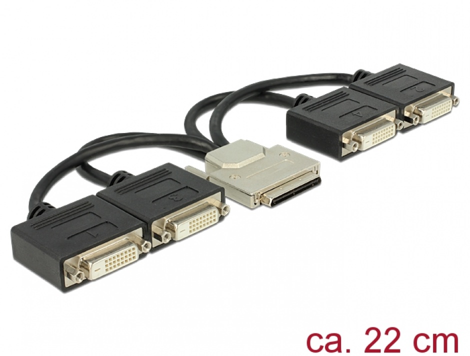 Imagine Adaptor VHDCI-68 pini la 4 x DVI 24+1 pini T-M 22cm, Delock 65649
