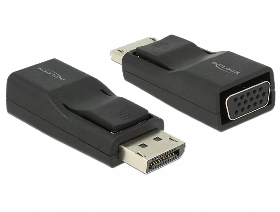 Imagine Adaptor Displayport 1.2 la VGA T-M negru, Delock 65653