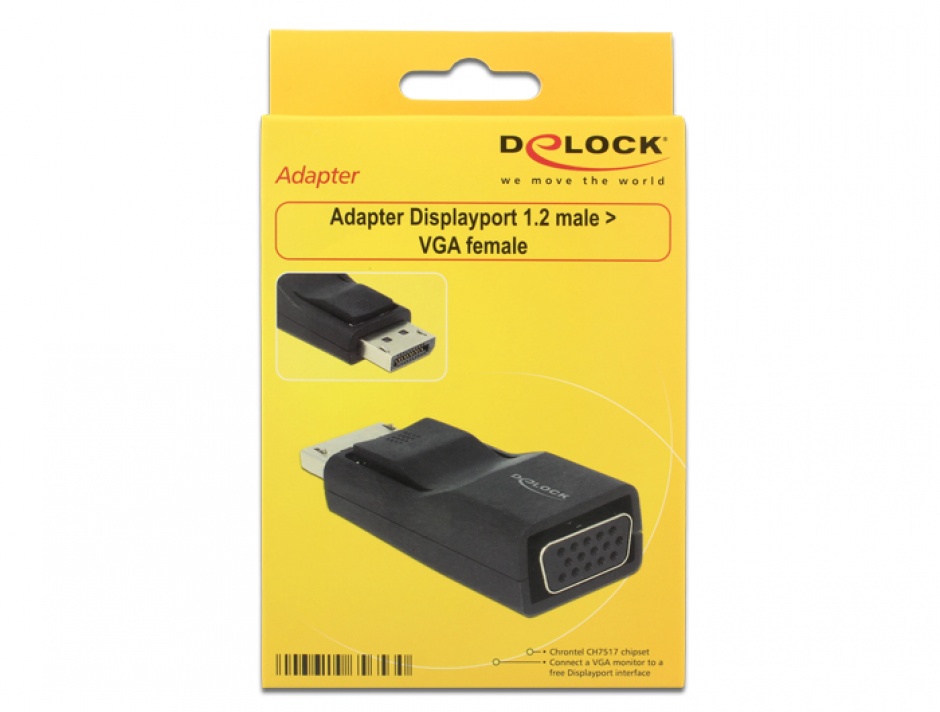 Imagine Adaptor mini Displayport 1.2 la VGA T-M negru, Delock 65654