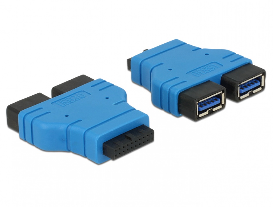 Imagine Adaptor USB 3.0 pin header la 2 x USB 3.0-A M-M, Delock 65670